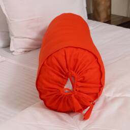 Orange Bolster Pillowcase Round Cylindrical Long Cushion Cover For Yoga , Leg Rest , Meditation , Cotton Solid 9 - thumbnail 3