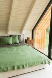 Mocha Gingham Linen Bedding. Bohemian Duvet Cover Full - thumbnail 1