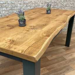 Farmhouse Tapered Leg Live Edge Dining Table - Customisable - thumbnail 4