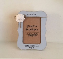 Personalized Cousins Picture Frame Hand Stamped Cottage Decor - thumbnail 1