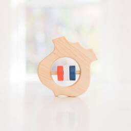 Police Shield Wooden Baby Rattle Customizable Organic Toy - Firefighter Ems Sheriff Law Enforcement Officer - thumbnail 2