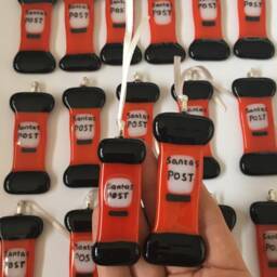 Fused Glass Christmas Decoration -Fused Glass Post Box Tree Decoration, Cornish Fused - thumbnail 3