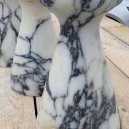 Calacatta Viola Marble Side Table, Modern Handmade Round Accent Luxury Natural Stone Furniture - thumbnail 4
