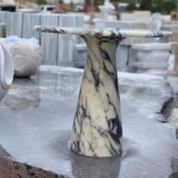 Calacatta Viola Marble Side Table, Modern Handmade Round Accent Luxury Natural Stone Furniture - thumbnail 2