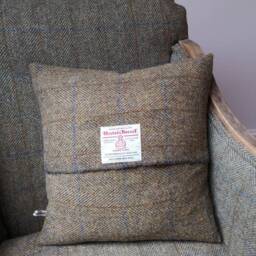 Hand Crafted Harris Tweed Badger Embroidered Cushion Cover - thumbnail 4
