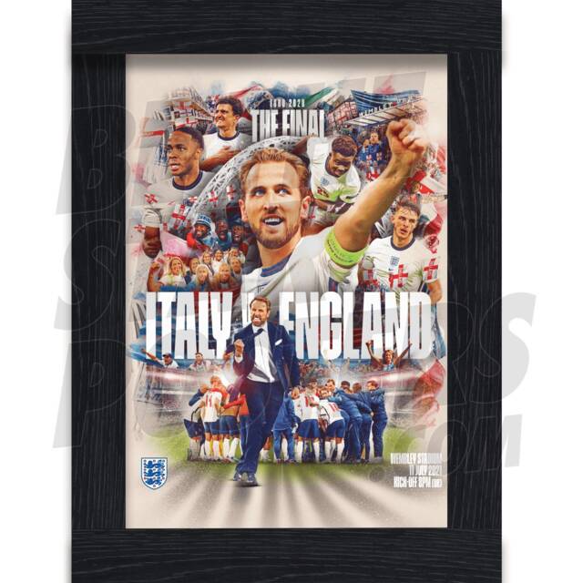 England Men's Football Team Framed Matchday Artwork V Italy Limited Edition - 500 - Officially Licensed Product A3
