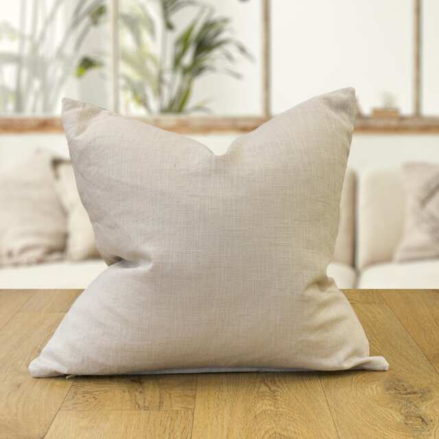 100% Linen Cushion Cover. Plain Natural Beige Cover - Perfect For Modern & Minimalistic Styles. 17x17