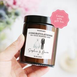 Wedding Gift For Couple Friend Personalized Candle With Custom Names - Congratulations On Your Day Bride & Groom