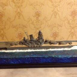 Japan Navy Ww2 Battlecruiser Yamato Class With Diorama - thumbnail 2