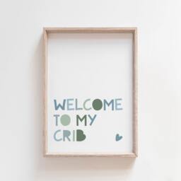 Welcome To My Crib Print, Boys Nursery Pastel Blue Wall Art, Baby Boy Gift, Newborn, Home Decor, Bedroom, Art - thumbnail 1