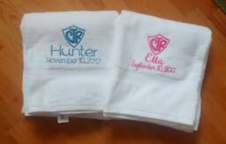 Monogrammed/Personalized Ctr Crest Towel, Baptism Gift