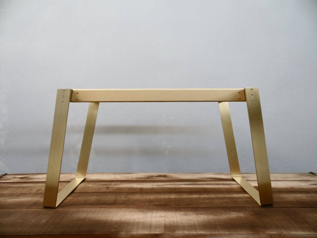 Handcrafted Brass Dining Table Base - Angled Modern Solid Frame 28'' Height X 24'' Width 52'' Length - image 1