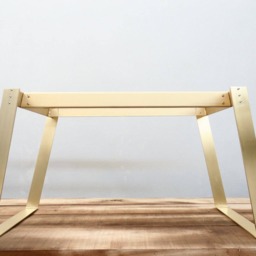 Handcrafted Brass Dining Table Base - Angled Modern Solid Frame 28'' Height X 24'' Width 52'' Length - thumbnail 2