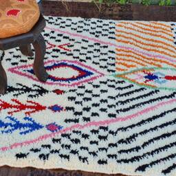 Moroccan Abstract Rug Moroccan Colorfull Rug Beni Ourain Rug, New Style Carpet , Abstrackt Azilal Area Rugs - thumbnail 2
