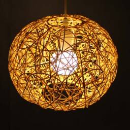 Globe Rattan Pendant Light, Handcrafted Ceiling Lights, Hardwired Or Plug-In, 3 Size Options - thumbnail 3