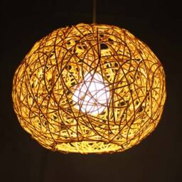 Globe Rattan Pendant Light, Handcrafted Ceiling Lights, Hardwired Or Plug-In, 3 Size Options - thumbnail 2