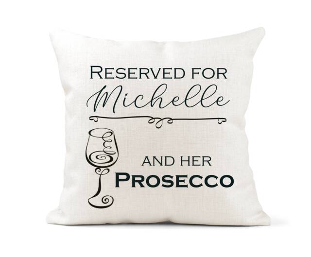 Personalised Friend, Prosecco Lover Cream Canvas Cushion, Scatter Home Decor, Wine Glass, New Home, 21st, 30Th 40Th Birthday - image 1