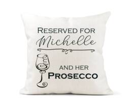 Personalised Friend, Prosecco Lover Cream Canvas Cushion, Scatter Home Decor, Wine Glass, New Home, 21st, 30Th 40Th Birthday - thumbnail 1