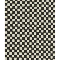 Handmade Block Printed Cotton Rug Black & Beige Geometric Design - thumbnail 3