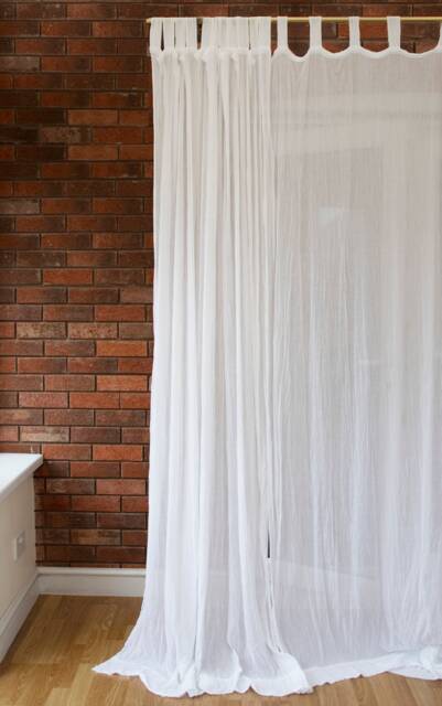 Full Length, Tab Top, White Sheer 100% Cotton Muslin Curtain Panel - image 1