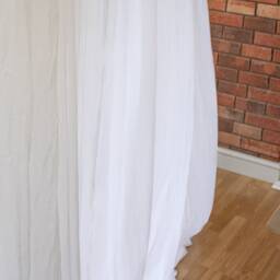 Full Length, Tab Top, White Sheer 100% Cotton Muslin Curtain Panel - thumbnail 2