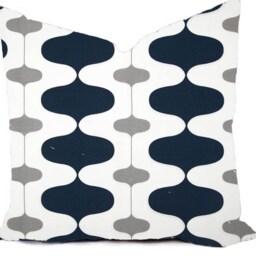 Outdoor Pillows Or Indoor Custom Cover - Shades Of Blue Navy Grey Gray Modern Geometric 18x18, 16x16 All Sizes - thumbnail 2