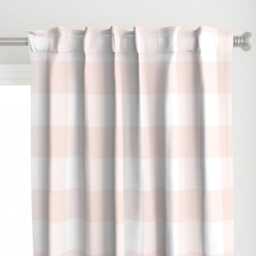 Buffalo Check Curtain Panel - Large Plaid Blush Custom Pink & White Gingham By Peacoquettedesigns - thumbnail 1