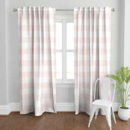 Buffalo Check Curtain Panel - Large Plaid Blush Custom Pink & White Gingham By Peacoquettedesigns - thumbnail 2