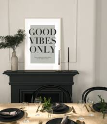 Good Vibes Only, Positive Affirmation Home, Kitchen, Bathroom Decor, Modern Typography, Bedroom Print, Poster, Sage Green A1 - thumbnail 1