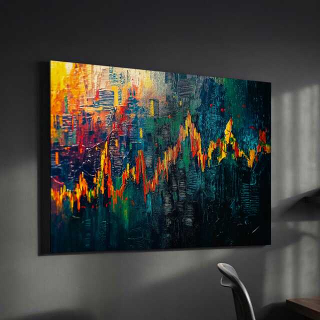 Stock Market Chat Painting Wall Street Trading Finance Inspirational Framed Canvas Art Poster Print Home Office Room Decor Trader Gift - image 1
