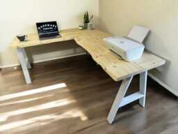 Live Edge Corner Desk On Solid Wood Or Steel Legs With Without Drawers Custom L-Shaped With Storage