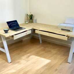 Live Edge Corner Desk On Solid Wood Or Steel Legs With Without Drawers Custom L-Shaped With Storage - thumbnail 2