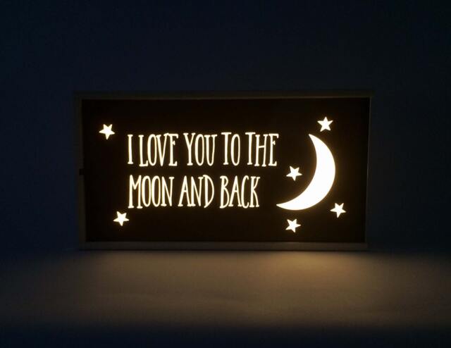 Nursery Light Box Moon & Back Quote, Decorative Led Lamp - image 1