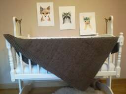 Knit Cotton Baby Blanket Brown Stroller Afghan, Sensitive Skin