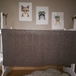 Knit Cotton Baby Blanket Brown Stroller Afghan, Sensitive Skin - thumbnail 2