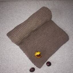 Knit Cotton Baby Blanket Brown Stroller Afghan, Sensitive Skin - thumbnail 4