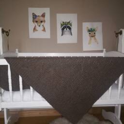 Knit Cotton Baby Blanket Brown Stroller Afghan, Sensitive Skin - thumbnail 3