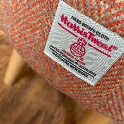 Burnt Orange/Rust Harris Tweed Footstool With Varnished Wooden Legs - thumbnail 2