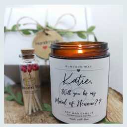 Personalised Maid Of Honour Proposal Candle Gift Box With Matches Present Sister Auntie Friend - thumbnail 1