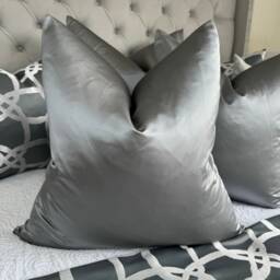 Designer Guild Duchess Satin Look Luxury Cushion Cover, Euro Pillow, Throw Elegant Steel Grey Plain - Double Sided