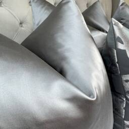 Designer Guild Duchess Satin Look Luxury Cushion Cover, Euro Pillow, Throw Elegant Steel Grey Plain - Double Sided - thumbnail 4