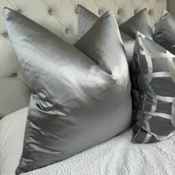 Designer Guild Duchess Satin Look Luxury Cushion Cover, Euro Pillow, Throw Elegant Steel Grey Plain - Double Sided - thumbnail 3