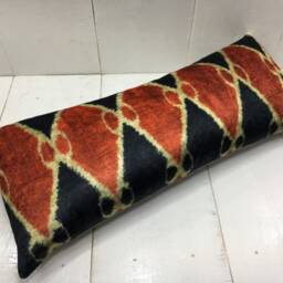 Handwoven Silk Ikat Pillow Cover 10x24, Decorative Lumbar Cushion - thumbnail 4
