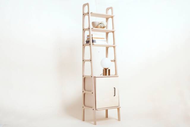 Mid Century Bookcase With Cabinet, Vintage Ladder Bookshelf, Scandinavian Ladder, Bookcase, Shelving Unit - image 1