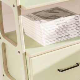 storage Bookcase 140 cm Tall With Drawers & Cabinet, Mid Century Wall Unit 120 Wide, Wooden Shelving, Custom Size - thumbnail 2