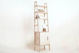 Mid Century Bookcase With Cabinet, Vintage Ladder Bookshelf, Scandinavian Ladder, Bookcase, Shelving Unit - thumbnail 1