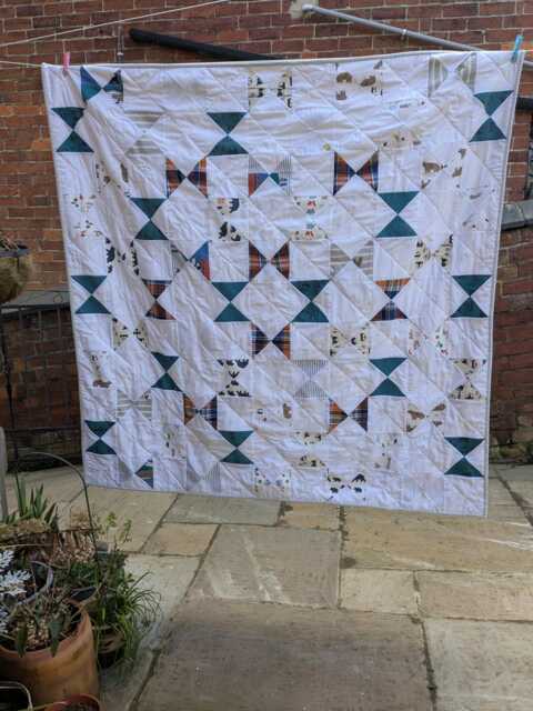 Hour Glass Memory Quilt Blanket Made From A Loved One's Clothing - image 1