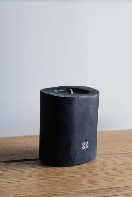 Handmade Black Beeswax Wood Candle With Wick - image 1