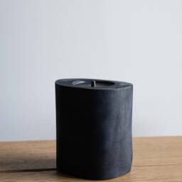 Handmade Black Beeswax Wood Candle With Wick - thumbnail 3