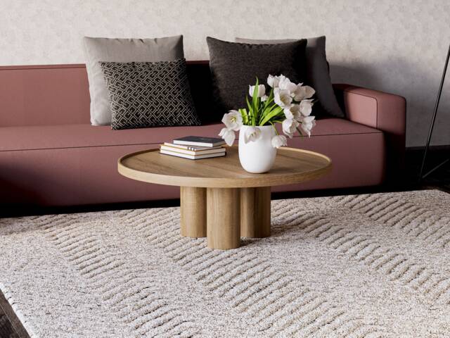 Aesthetic Coffee Table - Round Unique Wood Minimalist Oak Japandi - image 1